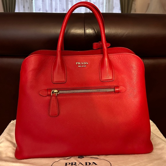 PRADA Saffiano Leather Red Handbag - Picture 3 of 10